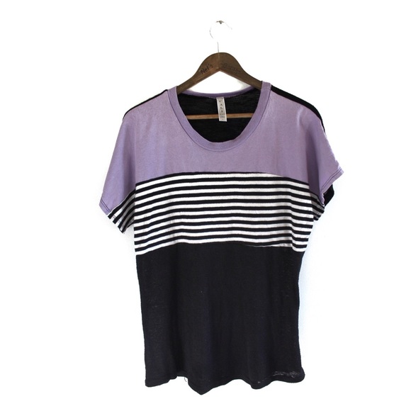 VTG Cali Striped Short Sleeve Top Large - Picture 1 of 6